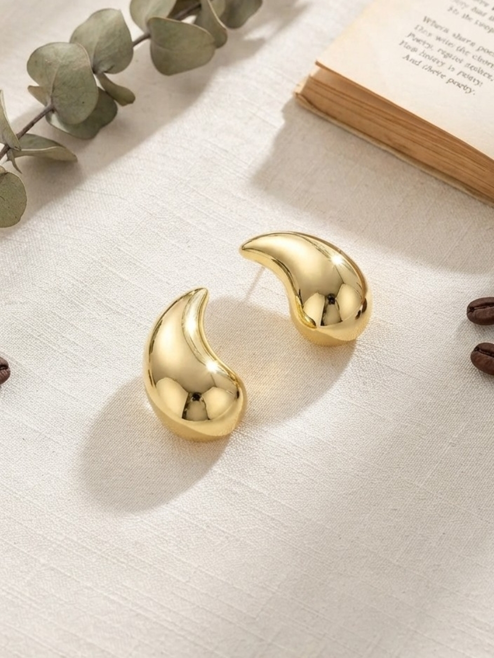 Gold Water Drop Earrings Lightweight Hollow Teardrop Statement Jewelry New